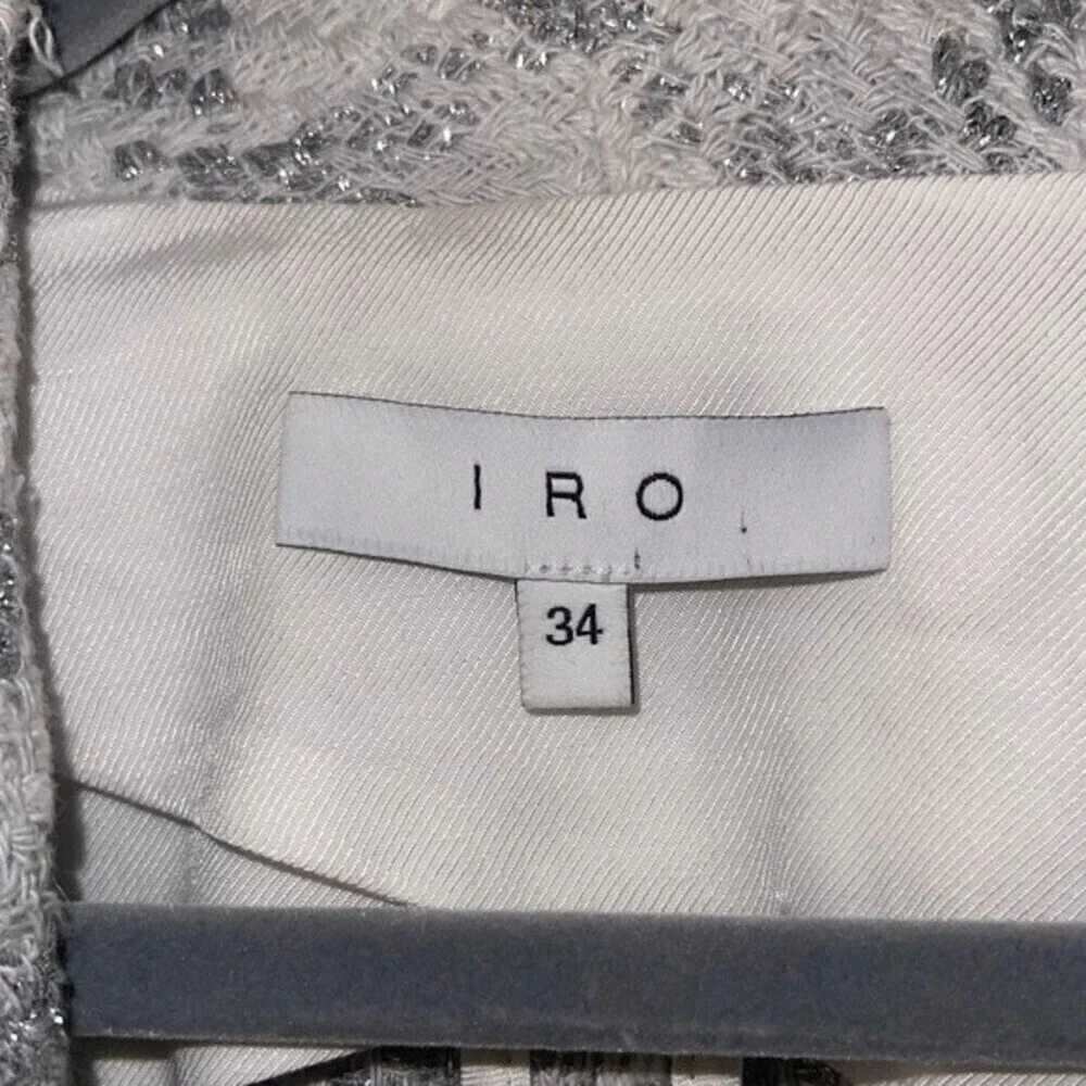 IRO quill tweed silver metallic open front jacket